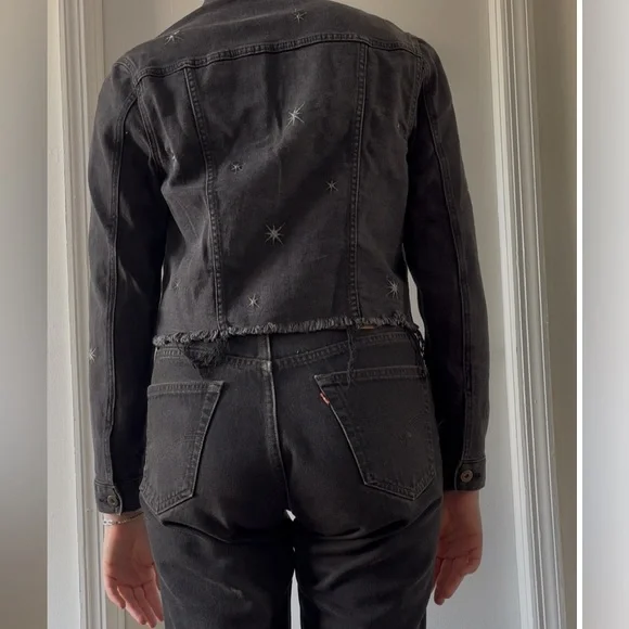 Pistola Charcoal Denim Jacket with Embroidered Silver Stars - Picture 3 of 4